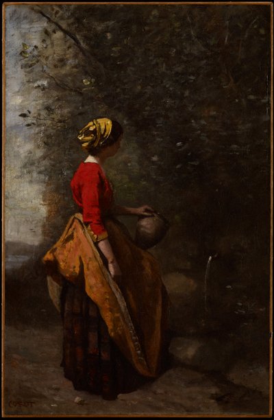 Bondflicka vid källan, ca 1860-65 av Jean Baptiste Camille Corot